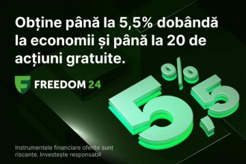 Dobândă de până la 5.5% la economii, pe termen determinat cu Freedom24